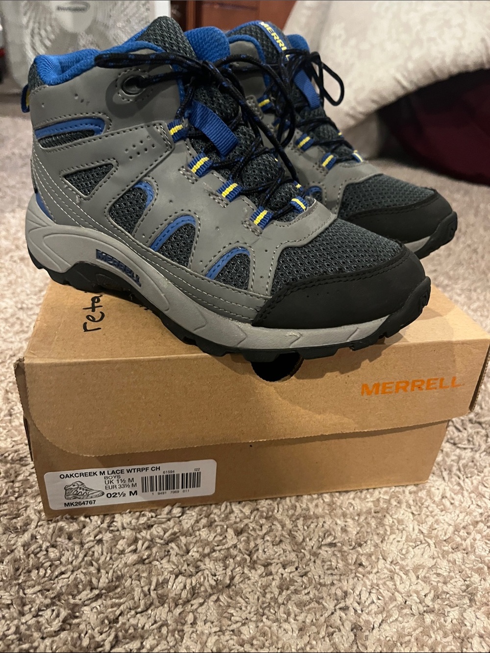 Merrell Kids Gray and Blue Trail Sneakers